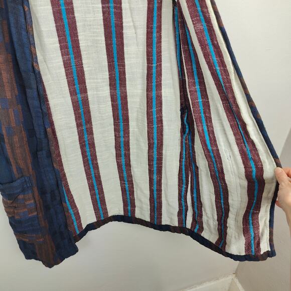 Ace & Jig Open Cardigan Sweater Womens Small Blue Brown Sleeveless Lagenlook - Picture 4 of 8